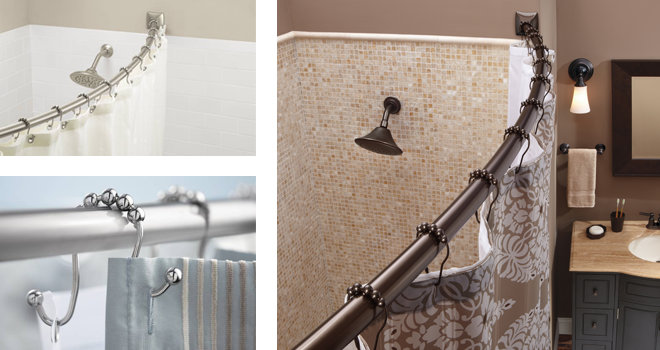 Curved Shower Rods with Square Shaped Flange Covers