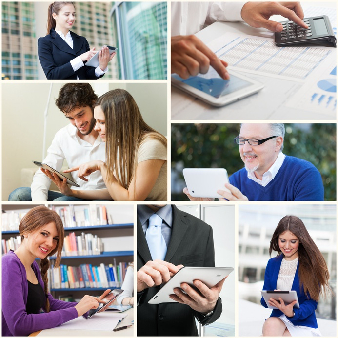 People using digital tablets